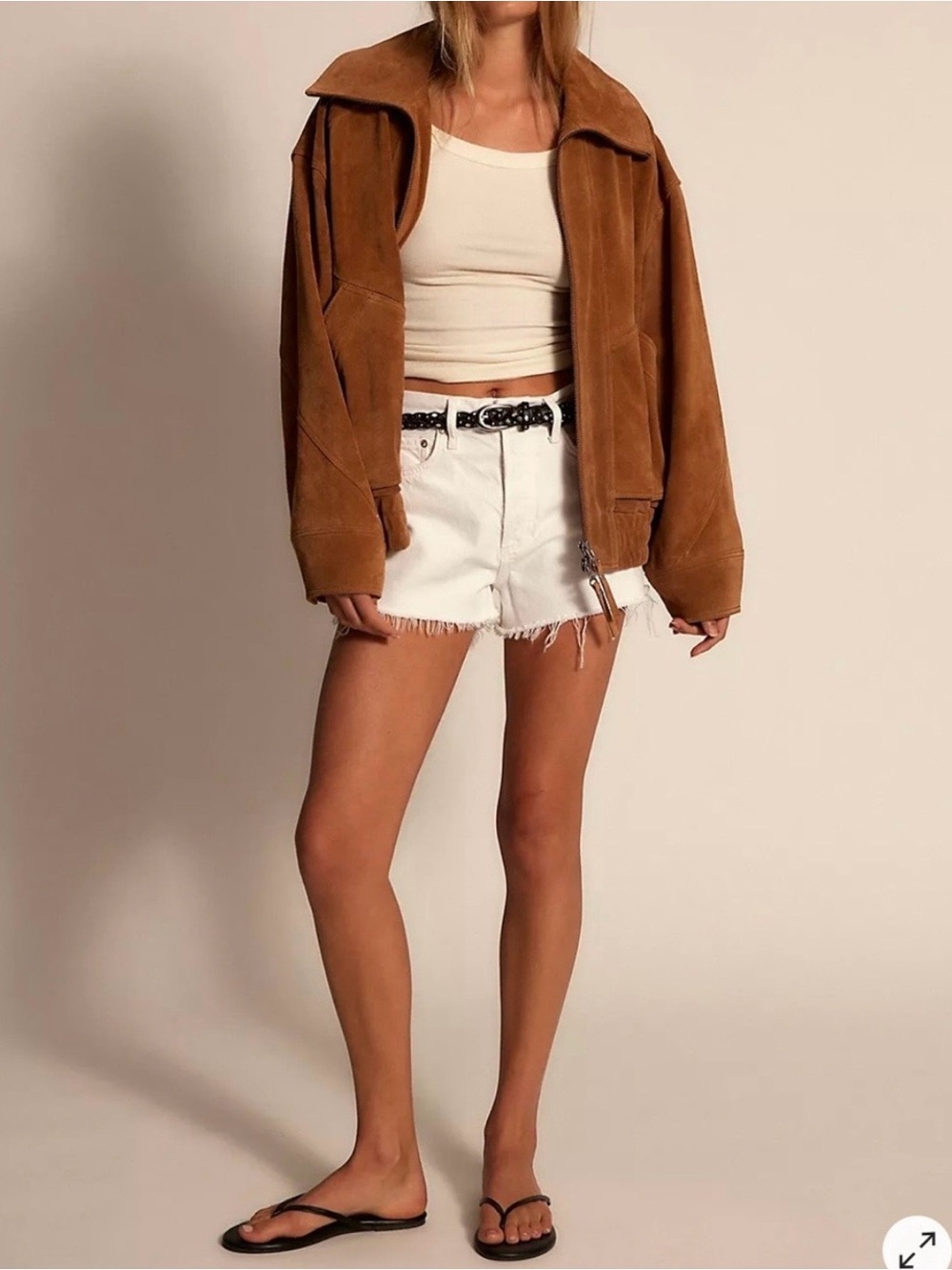 Agolde White Denim Cutoff Shorts